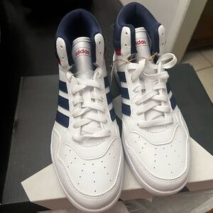 adidas White and Blue Athletic Shoes